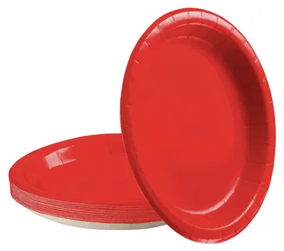 16 runde Papier Teller, 18 cm, rot, Einweggeschirr