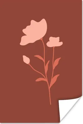 Produktbild von MuchoWow® Poster Illustration einer rosa Blume auf einem braunen Hintergrund 120x180 cm - Kunstposter