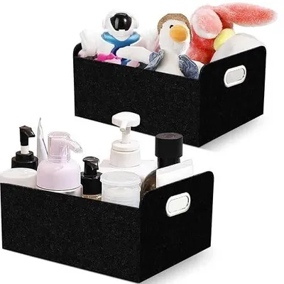Zdjęcie produktu dla Koszyki filcowe do przechowywania składane z uchwytami 30X24X15 cm 2 szt