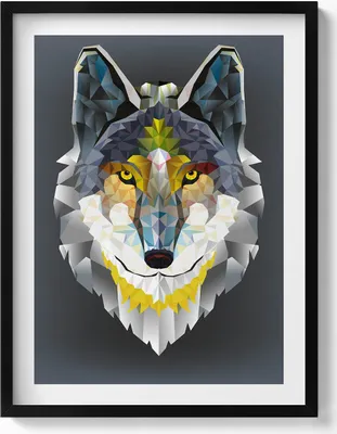 Produktbild von Wolfskopf– Wandbild mit Rahmen – Gerahmtes Bild  – Wanddekoration – 60x80 cm –  Schwarz Rahmen