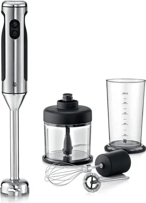 Produktbild von WMF Lineo Stabmixer Set 5-teilig, Pürierstab, Schneebesen, Milchaufschäumer, Zerkleinerer, 700 Watt, Zauberstab inkl. 1l-Mixbehälter, edelstahl matt