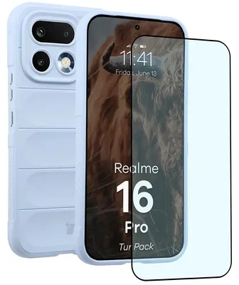 Produktbild von Robuste Handyhülle + gehärtetem Glas für Realme 16 Pro 5G, Bizon Tur Pack, Hellblau