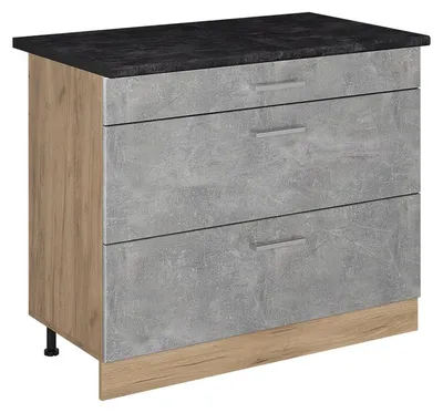 Image de Meuble cuisine Vicco R-Line Béton/Chêne doré 100cm plan de travail Anthracite, Model 71614