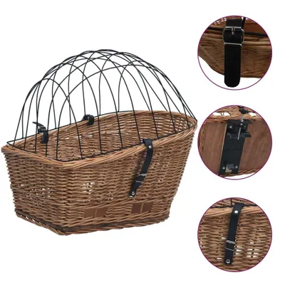 Produktbild von vidaXL Fahrrad-Gepäckträgerkorb mit Deckel 55×31×36 cm Natur Weide