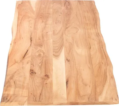 Produktbild von Tischplatte 120x60 cm Curt, Holzplatte Akazienholz massiv + naturfarben + lackiert, Baumkanten-Platte für Heimwerker, Arbeitsplatten, Tische & Fensterbretter