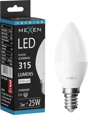 Zdjęcie produktu dla Mexen Nova żarówka LED E14, C37, 3W, Neutralna - 4000K, 315 lm - L102-E14-0340-01