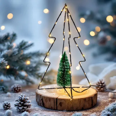Obrázek produktu pro Vánoční stromek 3D osvětlený LED diodami - 30 cm - se zasněženou jedlí