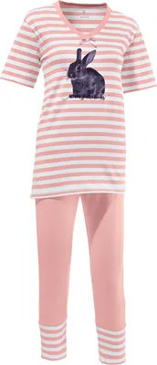 Produktbild von Erwin Müller Damen-Schlafanzug rosa/weiß 48