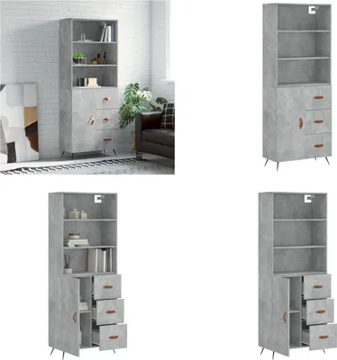 Produktbild von vidaXL Highboard Betongrau 69,5x34x180 cm Holzwerkstoff - Highboard - Highboards - Sideboard - Schrank