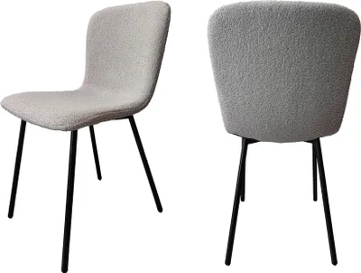 Produktbild von SalesFever Esszimmer-Stuhl im 4er Set | Bezug Bouclé Stoff | Beine Metall | B 44 x T 52 x H 79 cm | hellgrau – schwarz