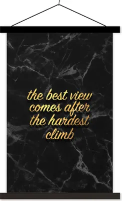 Produktbild von MuchoWow® Textilposter Zitate - Sprichwörter - Gold - Marmor 60x90 cm mit schwarzem Rahmen - Poster Wohnzimmer