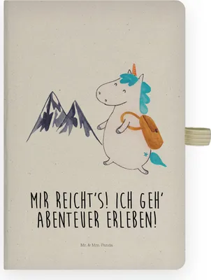 Produktbild von Mr. & Mrs. Panda notizbuch Einhorn Bergsteiger - Transparent - Geschenk, Weltenbummler, a4, Journal, Abenteuer, Reisen, Einhörner, Unicorn, Notizheft, kariert, Tagebuch