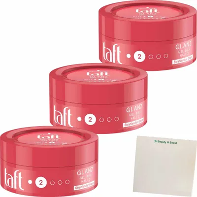 Produktbild von Drei Wetter Taft Styling Gel Wax Glanz Halt 2 / Glanz 5 3er Pack (3x75ml Dose) + usy Block