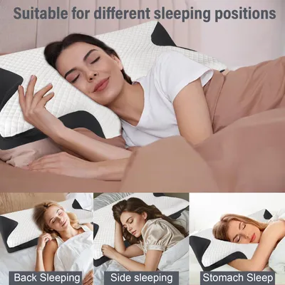 Obrázek produktu pro Polštáře z paměťové pěny, ergonomický design, konturovaná podpora, bílá barva