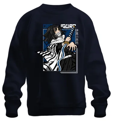 Productafbeelding van Kimetsu no Yaiba Obanai Iguro, slangzwaard, anime, cadeau, uni, sweatshirt, trui, marineblauw, maat M