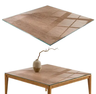 Produktbild von Glasplatte Tisch – Esstischplatte Glas – Tischplatte Glas – Glasarbeitsplatte Tisch – Glasplatte Esstisch – Pflegeleicht – Witterungsbeständig – 50x50 cm – Natürliche Holzmaserung