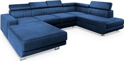 Produktbild von Masseno Ecksofa SIENA R-S mit Schlaffunktion U-Form, Sofa mit Bettkasten, Wohnzimmersofa, Couch, Soffa, Bettsofa, Couchgarnitur- Blau, MONOLITH 77