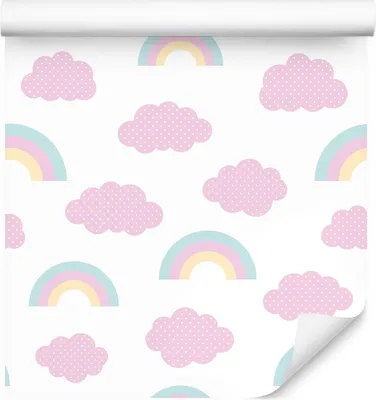 Immagine prodotto di rotolo da 10 m di VLIES WALLPAPER asilo nido cielo arcobaleno nuvole maculate XXL