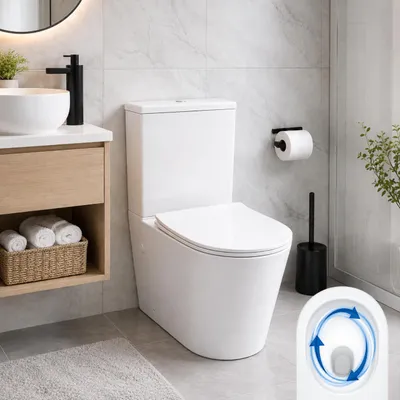 Produktbild von AQUA for you | Stand-WC - Lavita Neptun 3.0 - Rimless-WC - 60,5x38x80 cm - Universalablauf - Weiß - mit Softclose-Sitz, Wirbelspülung, Toilette