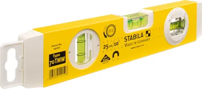 Produktbild von Stabila 70 TMW, Bezugspegel, 0,259 m, Weiß, Gelb, 0,5 mm/m, Aluminium, Kunststoff
