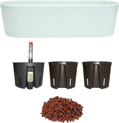 Produktbild von Set6 6 teilig Kunststoff Flori Pflanzschale weiss für Hydrokultur L 36.0 cm B 13.5 cm H 11.0 cm