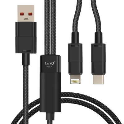 Immagine prodotto di LinQ, cavo di ricarica e sincronizzazione USB per Lightning e USB-C 60W, nero