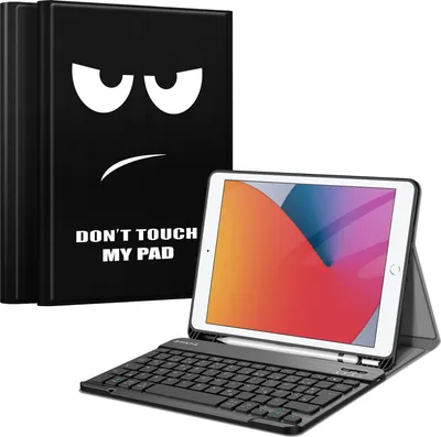 Produktbild von Fintie Tastatur Hülle für iPad 10.2 Zoll (9/8/ 7 Generation - 2021/2020/2019), Schutzhülle mit TPU Rückschale, Pencil Halter und magnetisch Abnehmbarer Tastatur mit QWERTZ Layout, Don't Touch