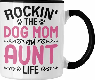 Produktbild von Trendation - Tante Hundemama Geschenk Beste Tante Tasse Hunde Mutter Geschenkidee Lustig (Schwarz)