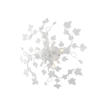 Zdjęcie produktu dla Edera lampa sufitowa z lakierowanego białego żelaza, dekor shabby chic i kryształowe cyrkonie, elegancki klasyczny styl, 4 światła, Ø60 cm