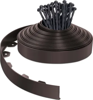 Produktbild von VOUNOT® Flexible Rasenkante Beeteinfassungen Kunststoff, mit 40 Erdanker, Länge 20m Höhe 5cm, Braun