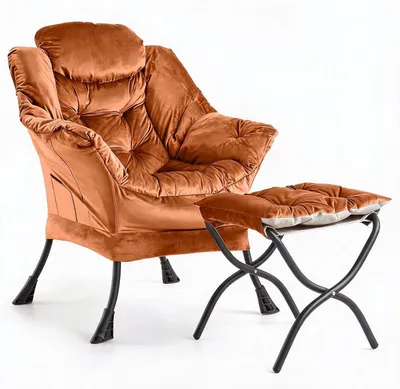 Produktbild von Sessel Loungesessel Samt Wohnzimmer Sitzsessel Relaxsessel Lesesessel orange