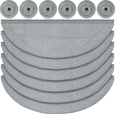 Produktbild von 12 Stück Wischtücher Set für Roborock Saros 10 Saugroboter, 6 Wischtuch und 6 Seitenwischer, Silberionen Mikrofaser VibraRise 4.0 Wischsystem Zubehör