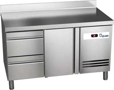 Produktbild von KBS Kühltisch 1492x600x850 mm mit Aufkantung 1 Tür, 2 Halbe Schubladen