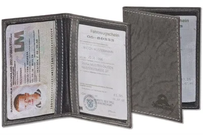Produktbild von Lederetui für den alten Personalausweis und den KFZ-Schein aus weichem, naturbelassenem Büffelleder in Anthrazit von Woodland®