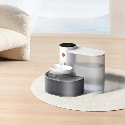 Zdjęcie produktu dla Fontanna dla kotów – fontanna z wodą dla kotów – pojemność 3 l – zasilanie USB – bardzo cicha pompa – wyświetlacz LCD i timer – plastikowa miska – kolor szary