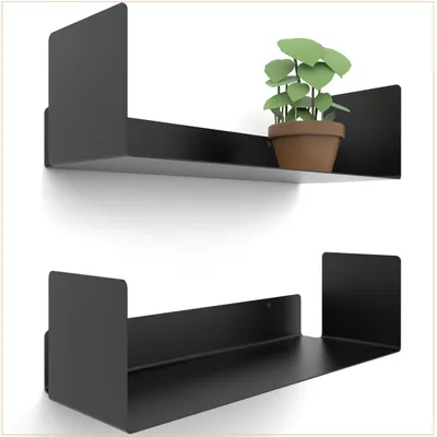 Produktbild von 2er-Set – Modernes Wandregal, schwarz – 2 x 40 cm schwebende Bücherregale, Fotoregal, schwarz