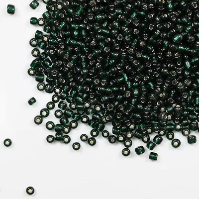 Zdjęcie produktu dla Ciemnozielone szklane koraliki 4 mm w kolorze srebrnym do biżuterii