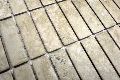 Produktbild von Handmuster Mosaik Fliese Keramik beige Stäbchen Steinoptik beige Fliesenspiegel Küche MOS24-STSO67_m