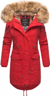 Produktbild von Navahoo Damen Winter Jacke Baumwoll Mantel Parka Winterjacke gefüttert Rosinchen Rot Gr: 36 - S