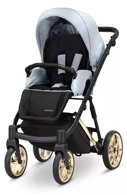 Produktbild von Kunert IVENTO Glam 2in1 Kinderwagen in Metallic Blau mit Goldrahmen