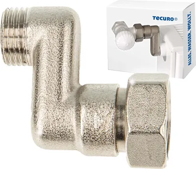 Immagine prodotto di Radiatore tecuro con attacco a S - compensazione di altezza 30 mm, 1/2" maschio x 3/4" femmina, ottone nichelato