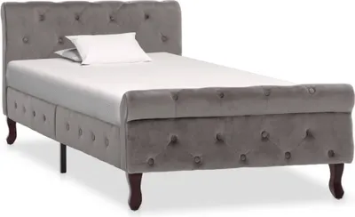 Produktbild von The Living Store Bettgestell Grau Samt 90 x 200 cm