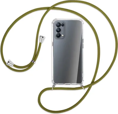 Produktbild von Handykette Backcover-Schutzhülle mit Band (Metall silberfarben) für Oppo Reno5 Pro 5G - khaki