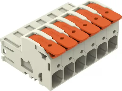 Obrázek produktu pro Jednovodičová konektorová lišta WAGO; páčka; Push-in CAGE CLAMP®; světle šedá 832-1206