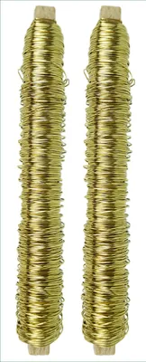 Image de Novatool 2x fil d'enroulement I or I 0,55 mm I Rouleau de fil I Fil métallique de bricolage Fil d'attache pour fleurs Fil de cintrage Fil pour plantes inoxydable Bande décorative