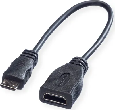 Produktbild von ROLINE HDMI High Speed Kabel mit Ethernet, HDMI BU - Mini HDMI ST, 0,15 m
