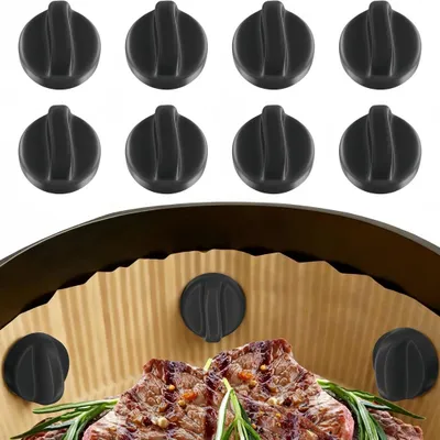 Produktbild von 8 Stück Magnete für Airfryer, Hitzebeständig Silikon, Sicherer Halt für Backpapier, Wiederverwendbar Heißluftfritteuse Zubehör, Schwarz