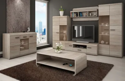 Produktbild von Wohnzimmer Komplett - Set F Gabes, 6-teilig, Farbe: Eiche Sonoma