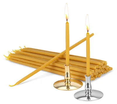 Produktbild von Set aus 2 Kerzenhaltern mit 100% Bienenwachskerzen 22 cm