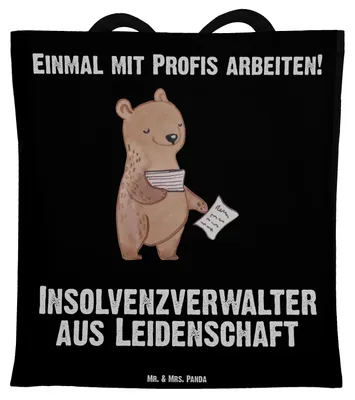 Produktbild von Mr. & Mrs. Panda Beutel Insolvenzverwalter Leidenschaft - Schwarz - Geschenk, Tasche, Schultasche, festivaltasche, Tote Bag, Shopping, Einkaufstüte